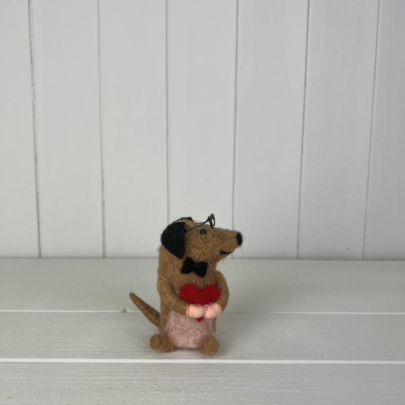 Felt Sausage Dog in Bow Tie and Glasses  detail page